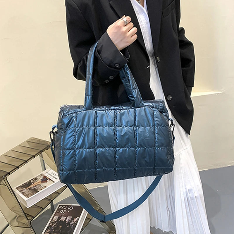 Luxury Space Padded Cotton Handbag | Big Capacity Shoulder Bag & Waterproof Nylon Bag (Travel Down Crossbody Bag Purse Bolsa) Luxegan