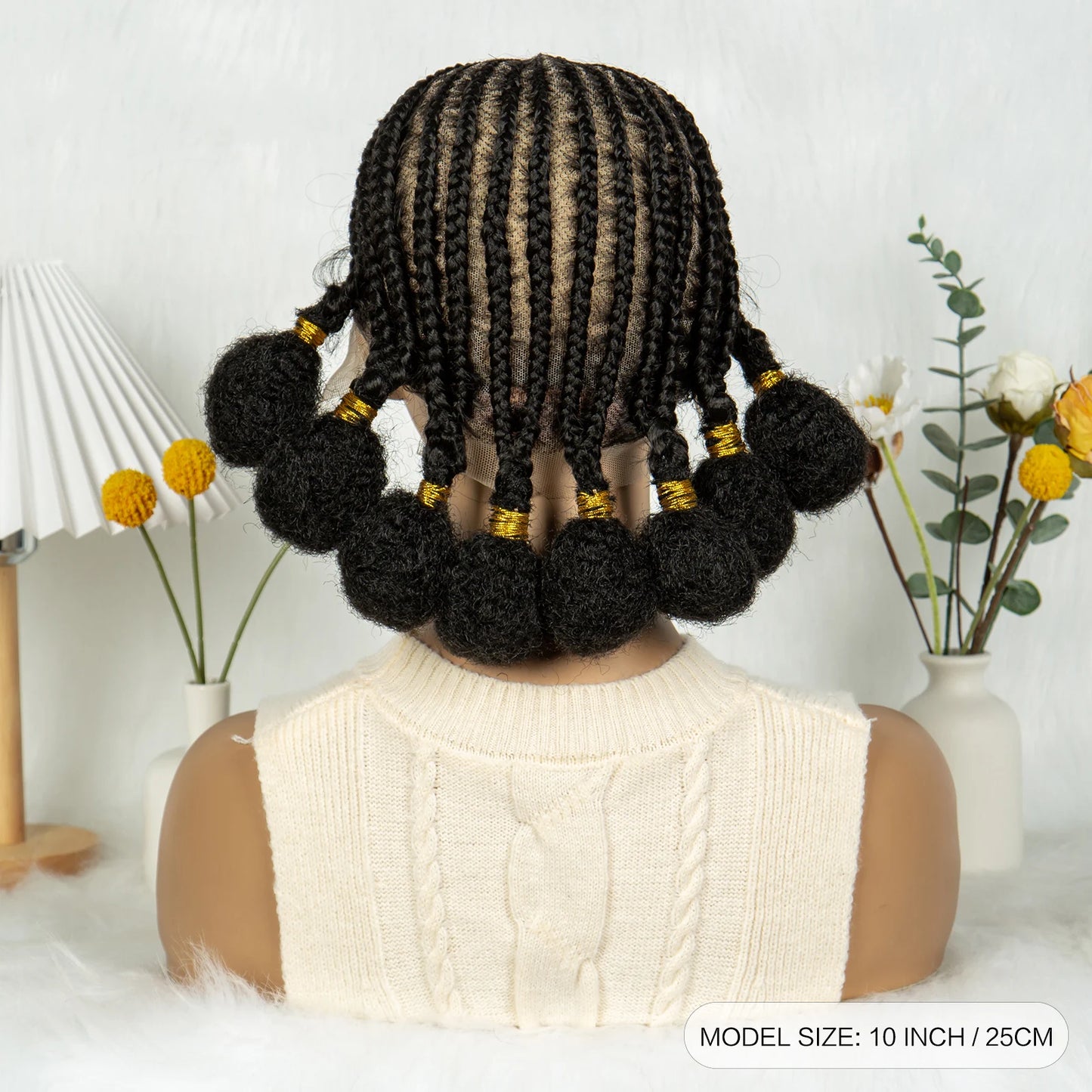 Handmade Bantu Braided Wig | Short Bob | Full Lace | Baby Hair | Synthetic Hair | Women