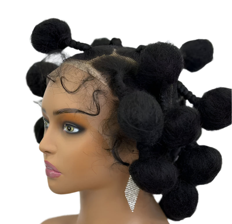 Bun Braided Wig | Full Lace | Baby Hair | Kanekalon Hair | African Braids | Black Women