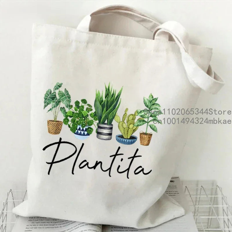 Soft Canvas Floral Cartoon Tote | Unisex Garden Print Shoulder Bag Luxegan