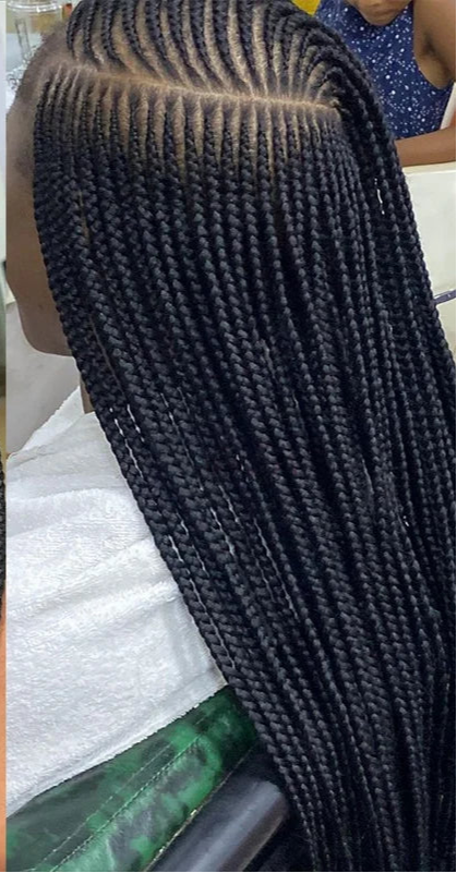 36" Blonde Cornrow Box Braided Wig | 613 Synthetic | Full Lace Front | Side Part | For Women