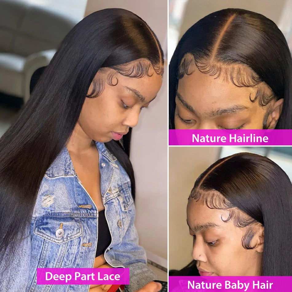 360 Lace Wig | Brazilian Bone Straight Hair | 13x6 & 13x4 Lace Frontal Wigs | 30-36 Inches