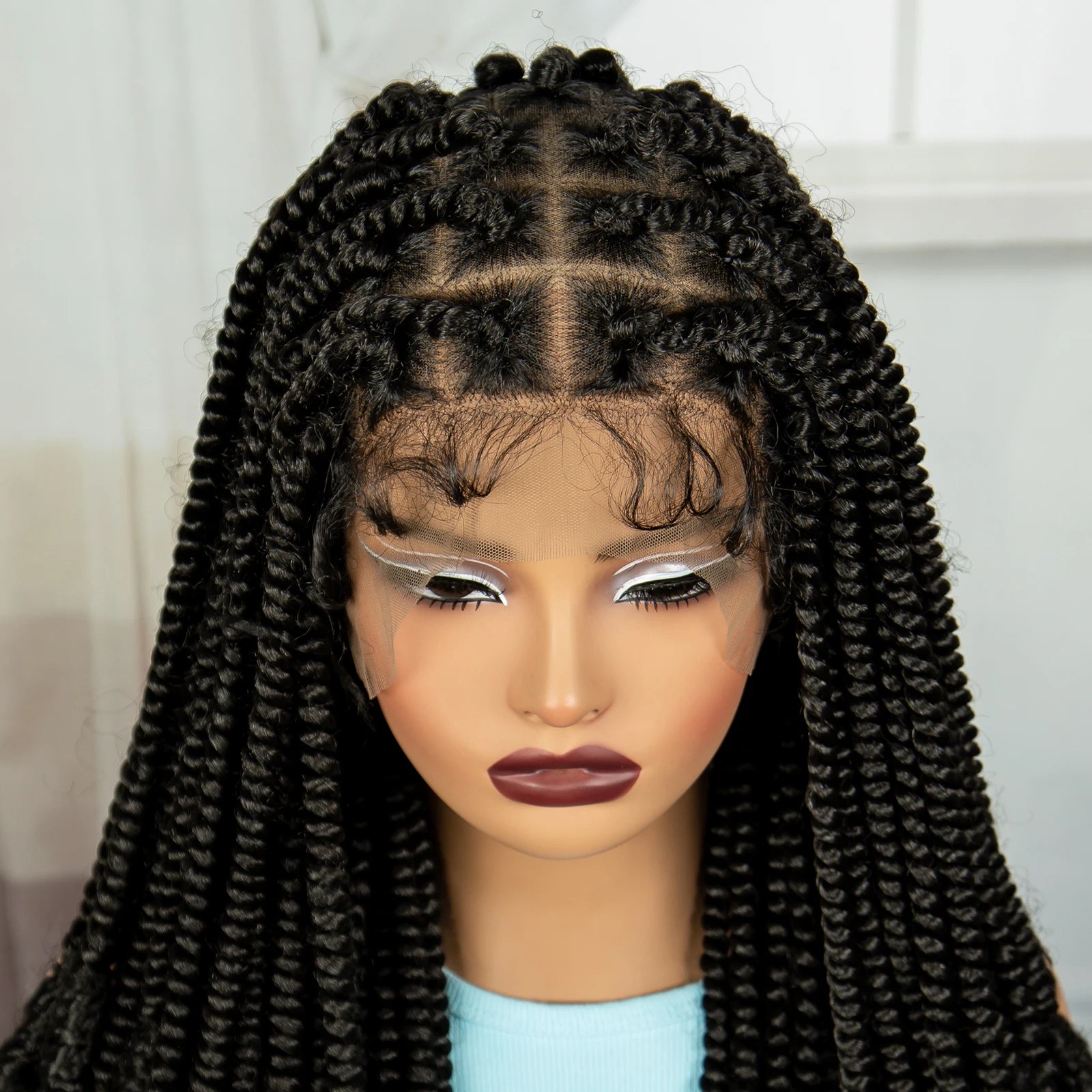 20" Knotless Box Twist Braids Wig | Full Lace | Baby Hair Luxegan