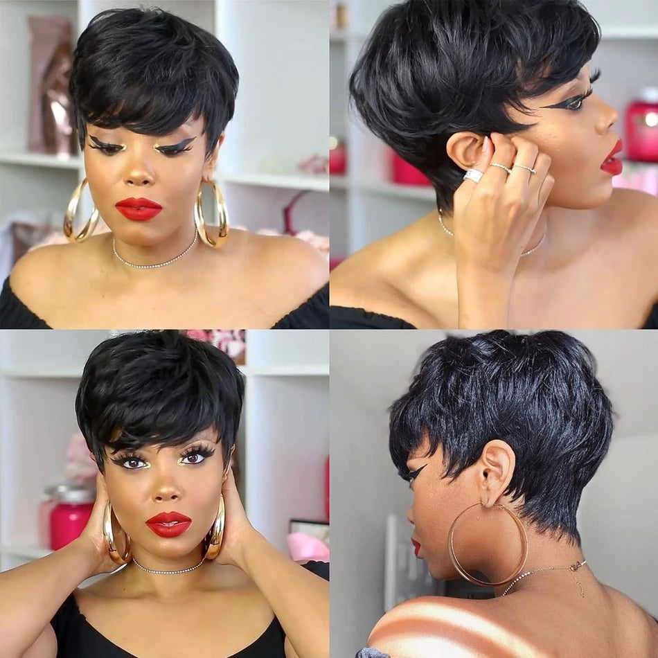 Pixie Cut Bob Wig | Straight Human Hair for Black Women Luxegan