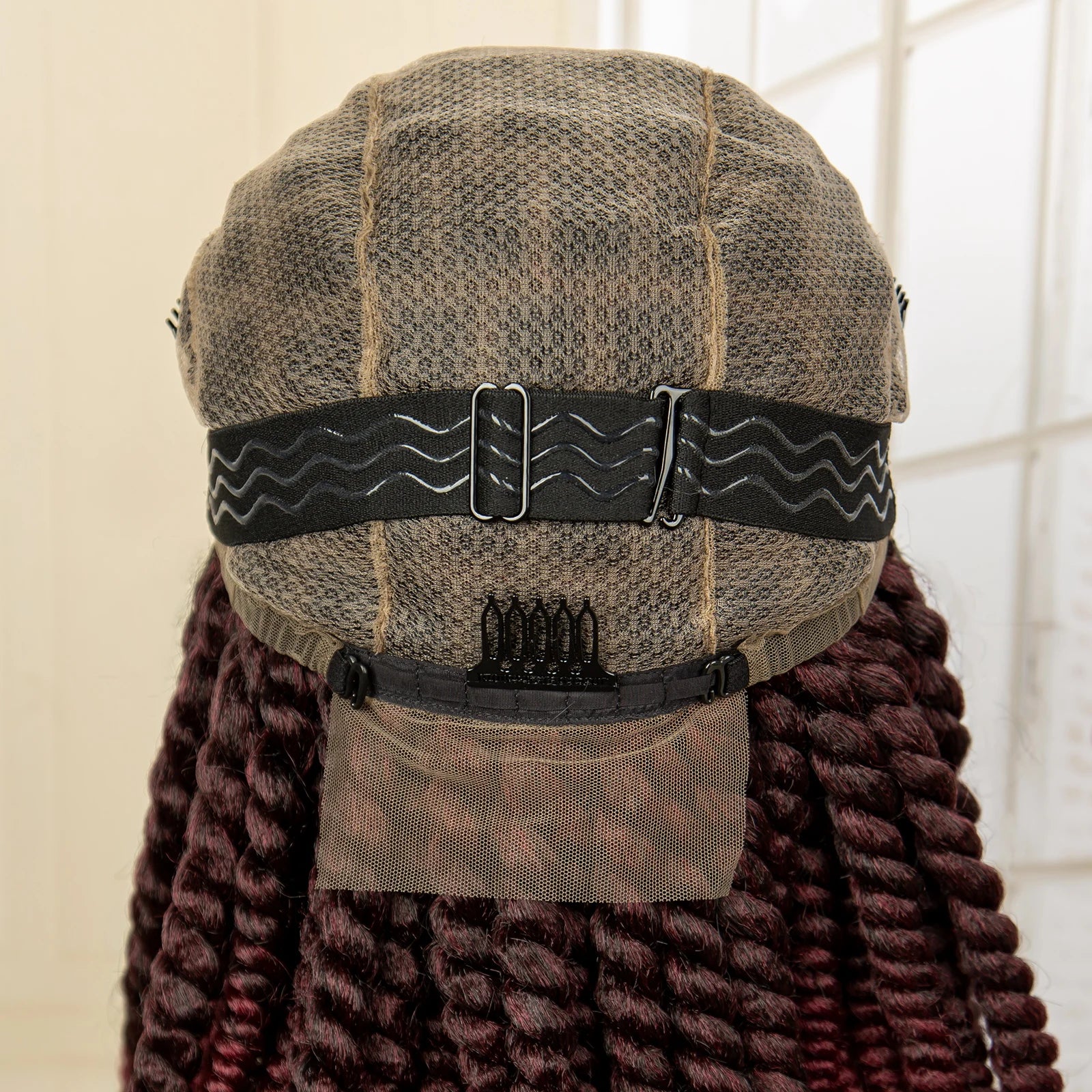 16 Inch Brown Twisted Braided Bob Wig | Full Lace | Kanekalon Fiber | For Black Women - Luxegan