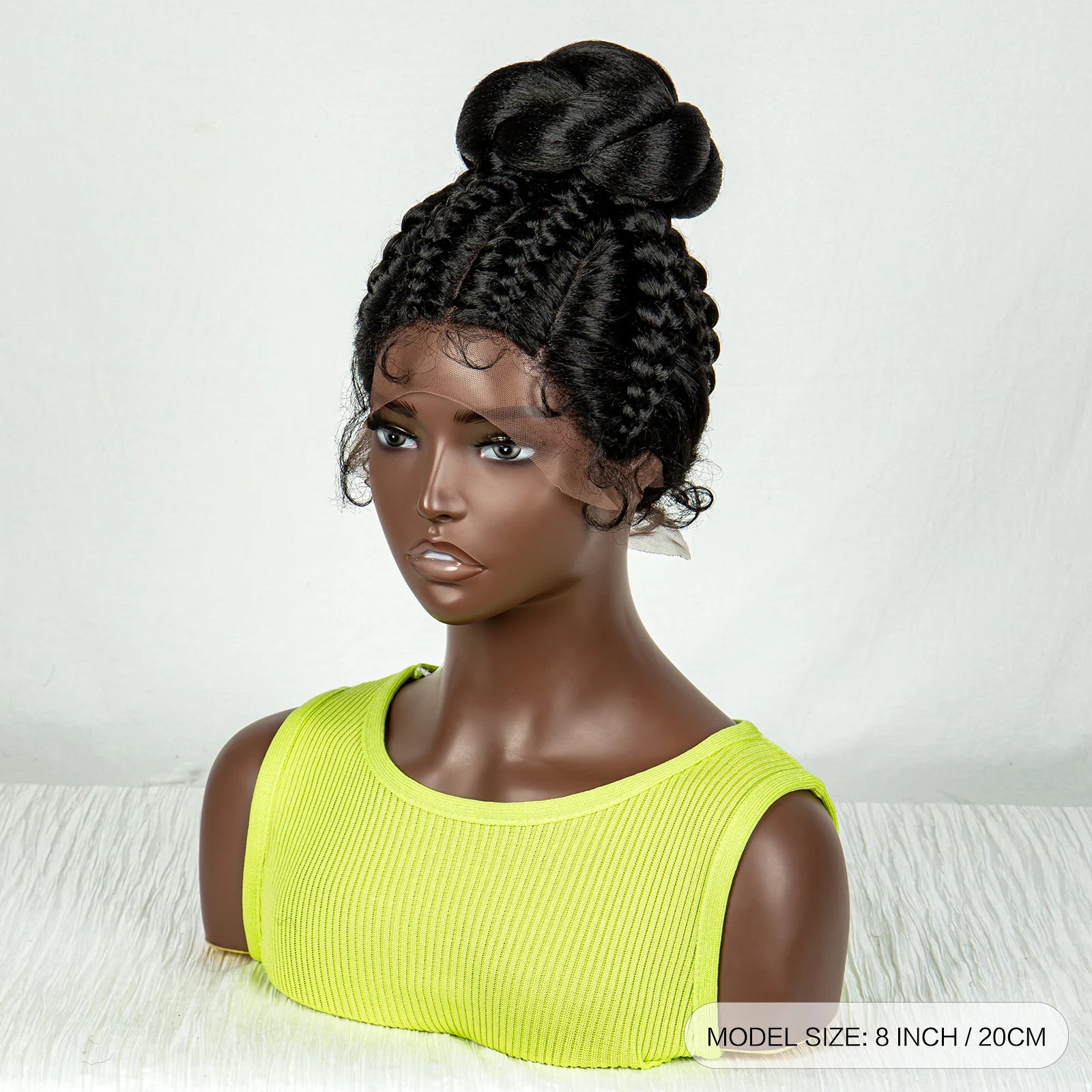 Bun Updo Knotless Box Braids Wig | Cornrow Ponytail | Lace Front | Baby Hair Luxegan