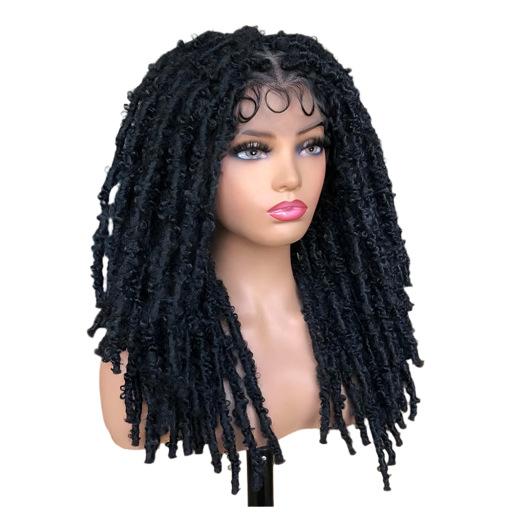 Blue Butterfly Locs Full Lace Braided Wig | 20" Faux Locs | Crochet Hair | Synthetic Braids | Women