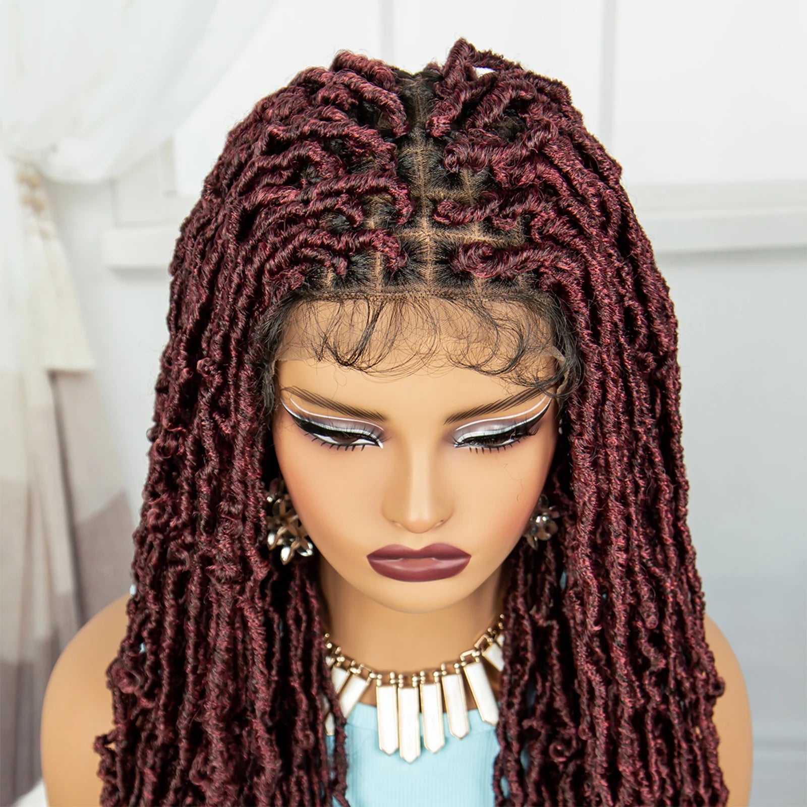 Red Box Braids Full Lace Wig | 36 Inches | Crochet Braids | Knotless | Kanekalon