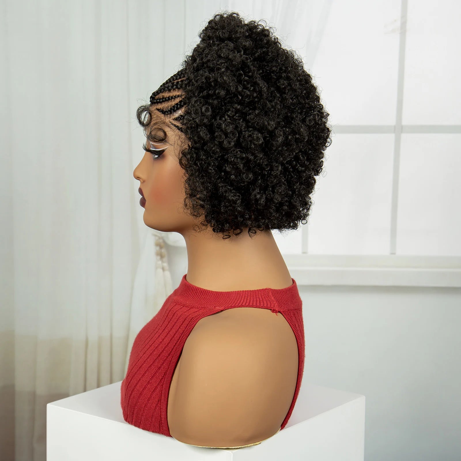 Natural Afro Kinky Curly Braids Bob Wig | Transparent Lace Front | Baby Hair Luxegan