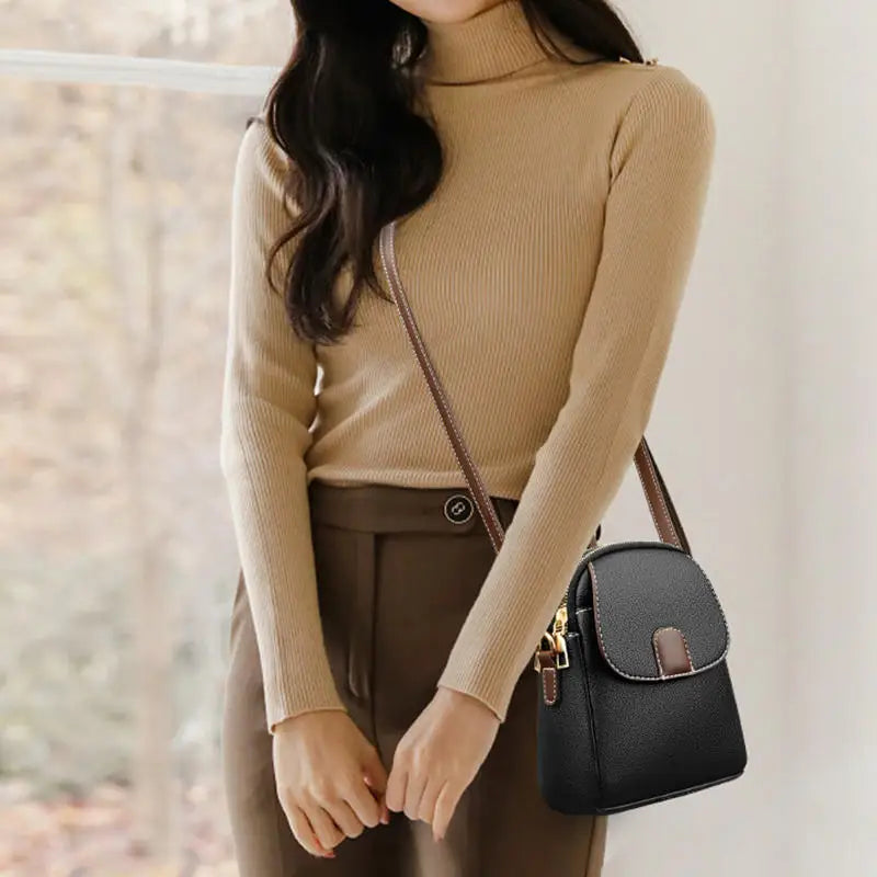 Fashion Leather Crossbody Bag for Women | Mini Shoulder Bag & Flip Zipper Messenger Bag (Students' Small Handbag) Luxegan