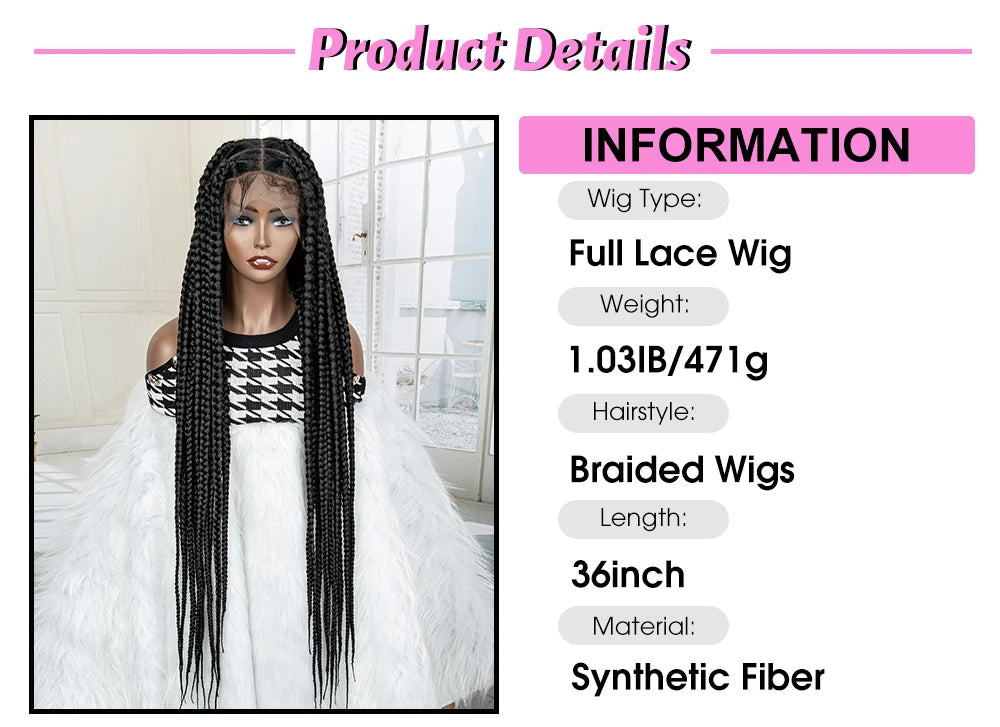 Jumbo Cornrow & Knotless Box Braids Wig | Full Lace | Baby Hair | Black Women Luxegan