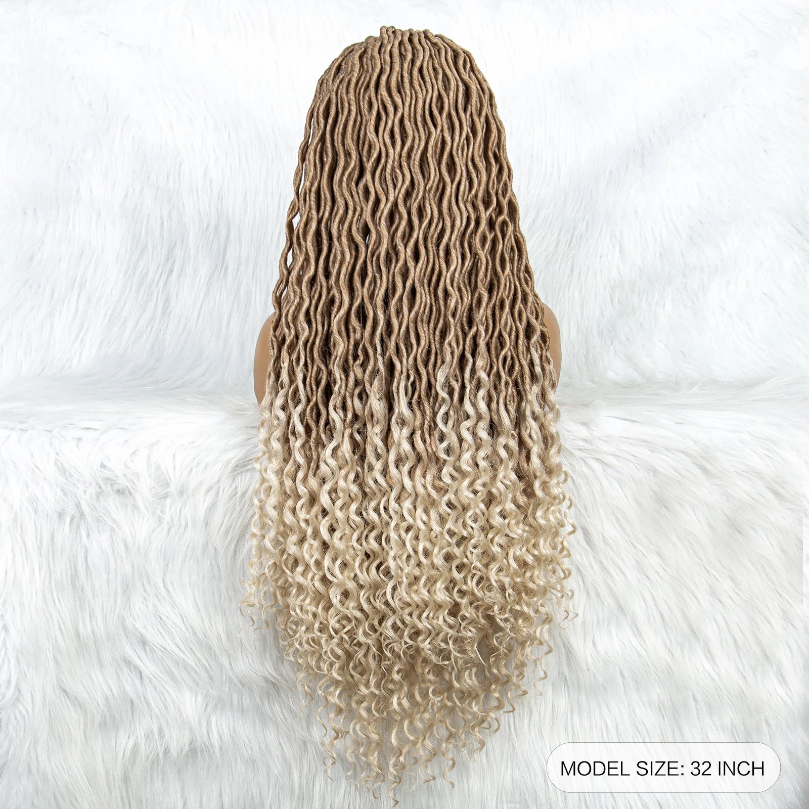 32" Burgundy Curly Dreadlocks Braided Wig | Lace Front with Baby Hair Luxegan