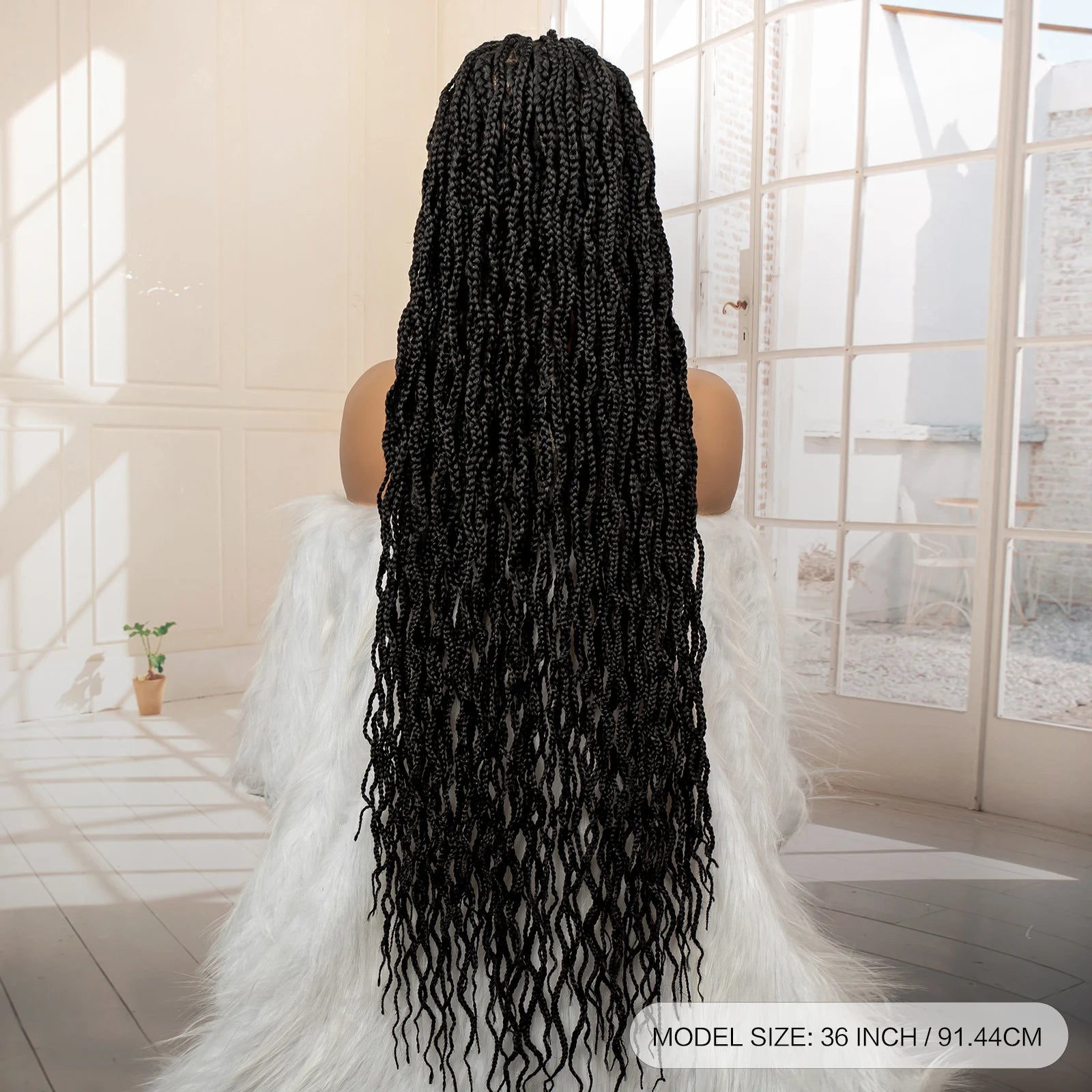 36" HD Full Lace Box Braided Wig | Ginger Color #350 | Lace Frontal Braids | Baby Hair | Synthetic Hair Wig