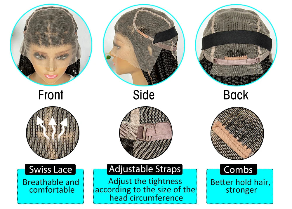 KIMA Box Braids Synthetic Wigs Full Lace  Dreadloks Braided Wigs Knotless Goddess Boho Braided Wigs Hair for Black Women