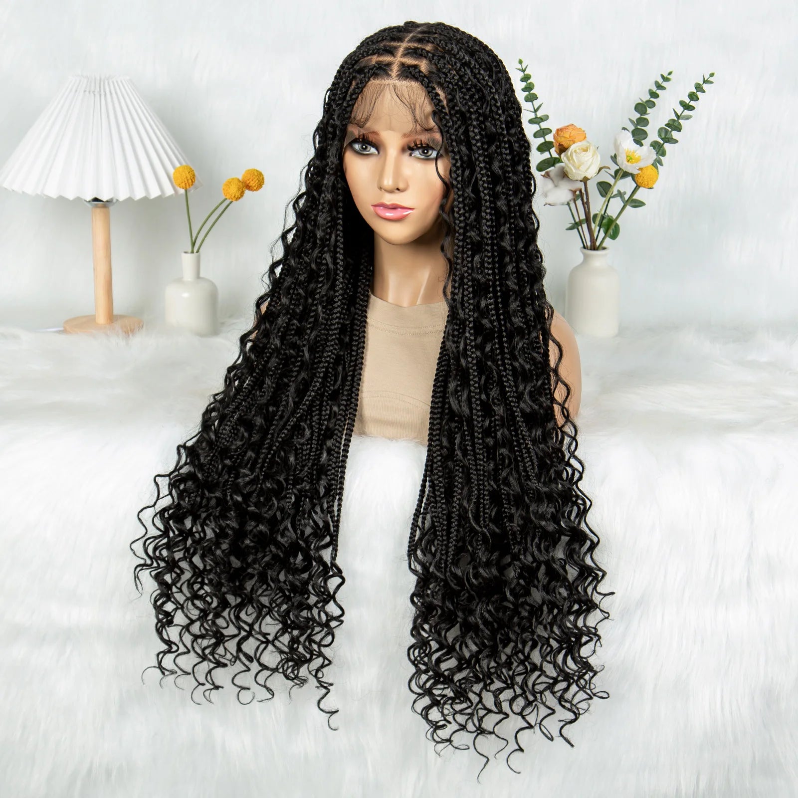 HD Transparent Boho Box Braids Wig | Full Lace | Knotless | Black Women & Girls Luxegan