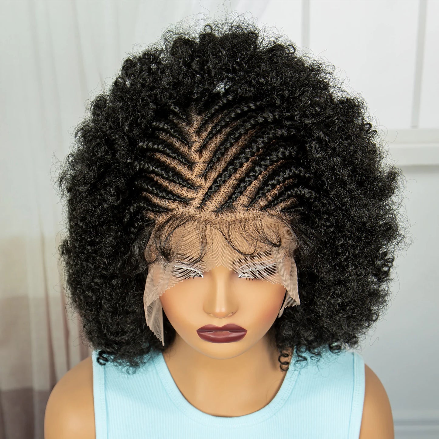 Afro Kinky Curly Braids Wig | Full Lace | Cornrow Accents | Baby Hair Luxegan