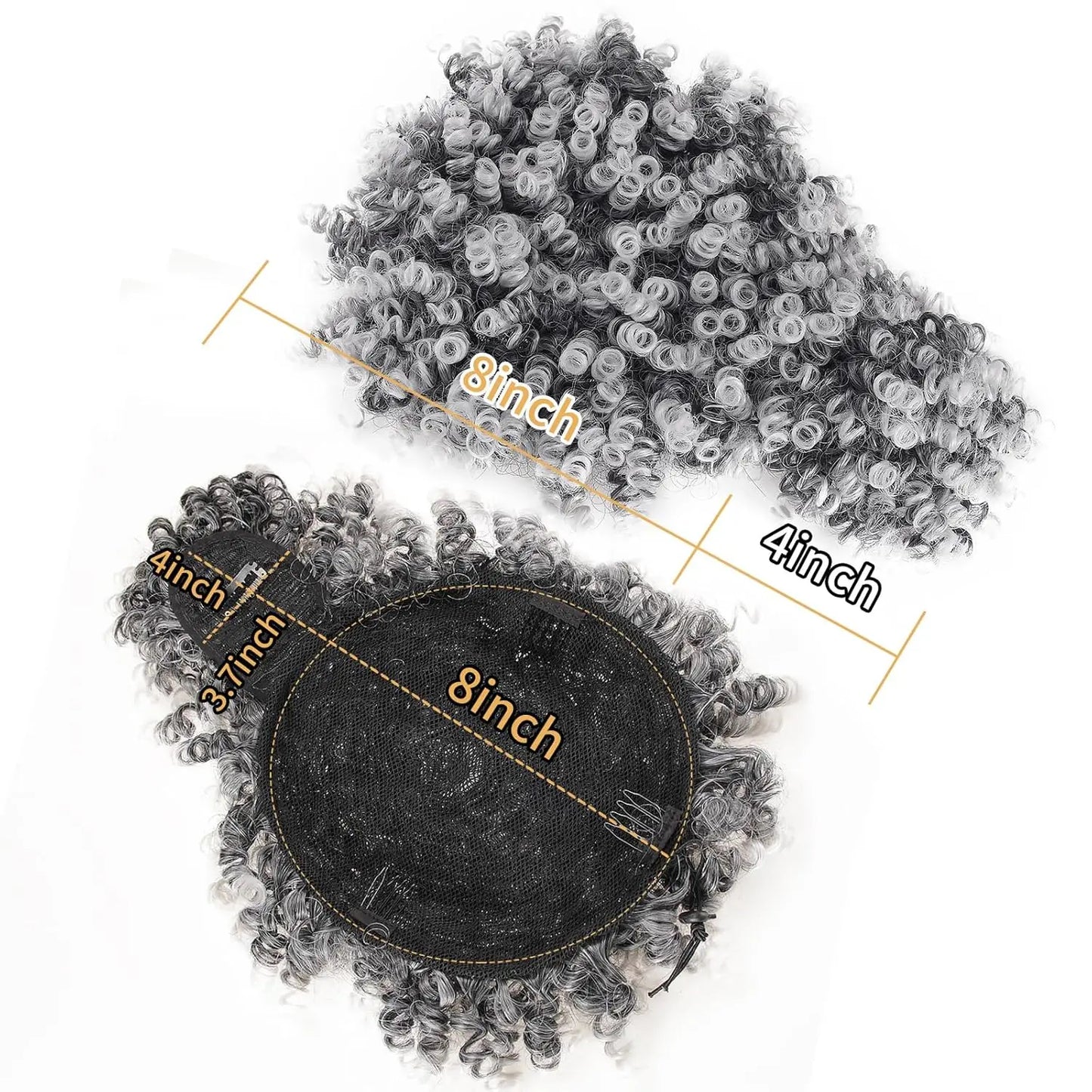 Afro Puff Kinky Curly Drawstring Ponytail Extension with Bangs | Synthetic Updo Hairpiece for Black Women | 12 Inches Luxegan