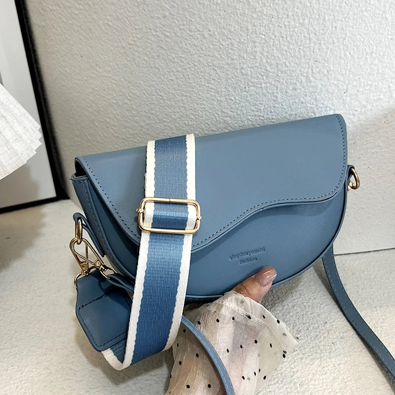 Vintage PU Leather Saddle Bag | Small Handbag with Lettering Luxegan