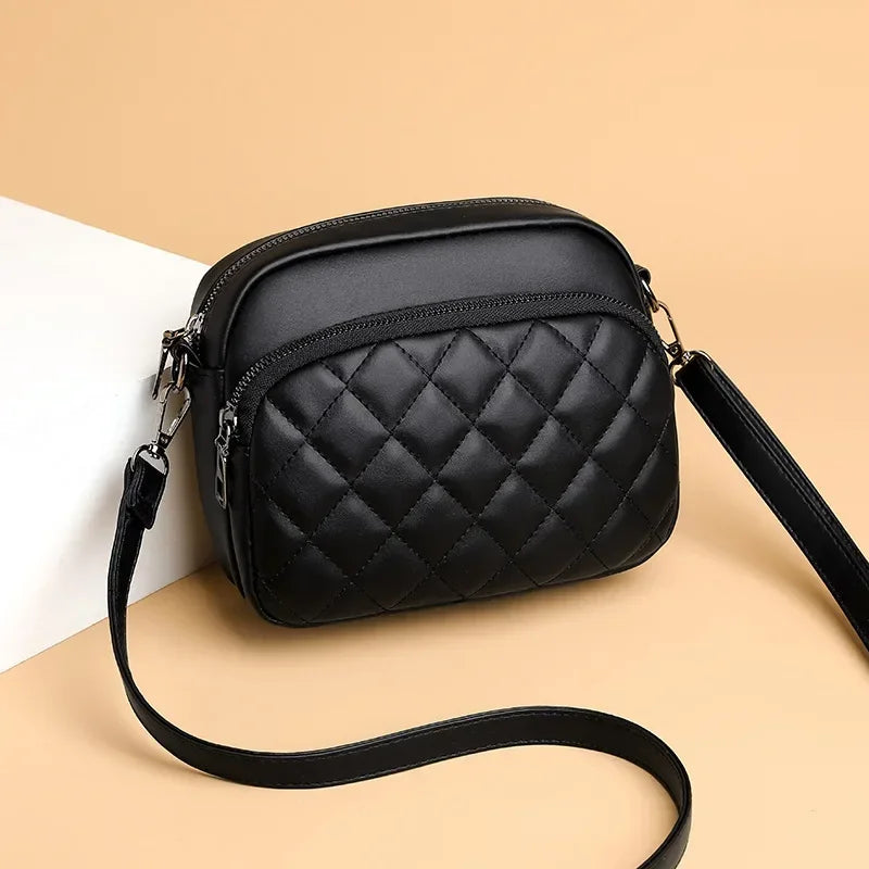 Diamond Lattice Women's Shoulder Bag | Leather Crossbody Handbag & Purse Luxegan