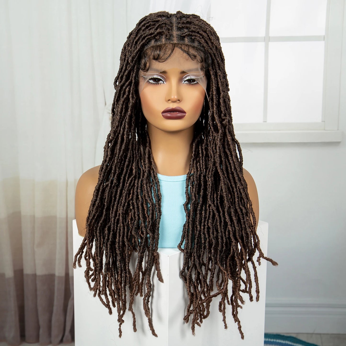 24" Knotless Box Locs Braided Wig | Full Lace Frontal Dreadlock Style Luxegan