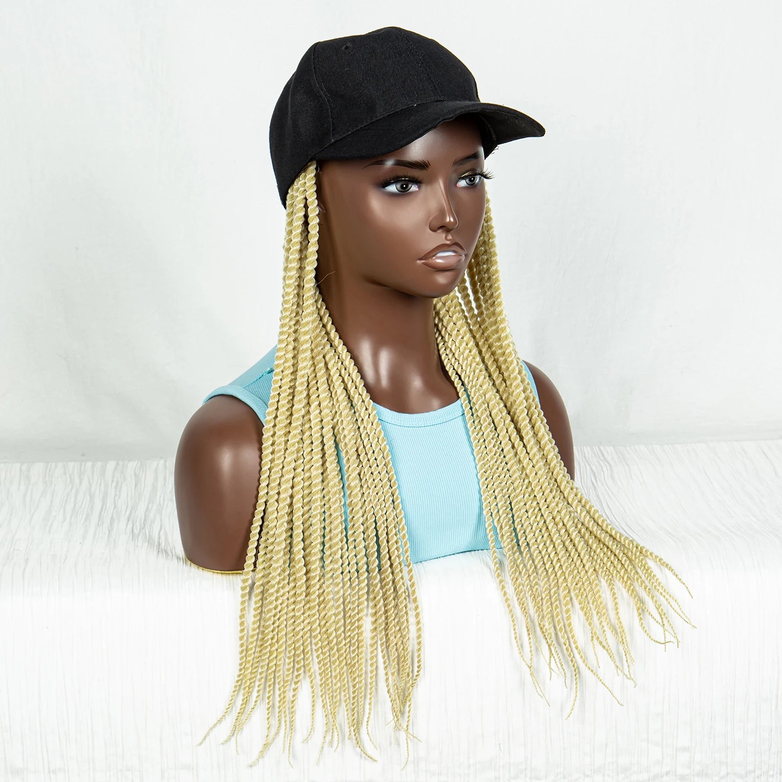 Braided Hat Wig with Twist Crochet Hair | Knotless Box Braids | Baseball Cap Luxegan
