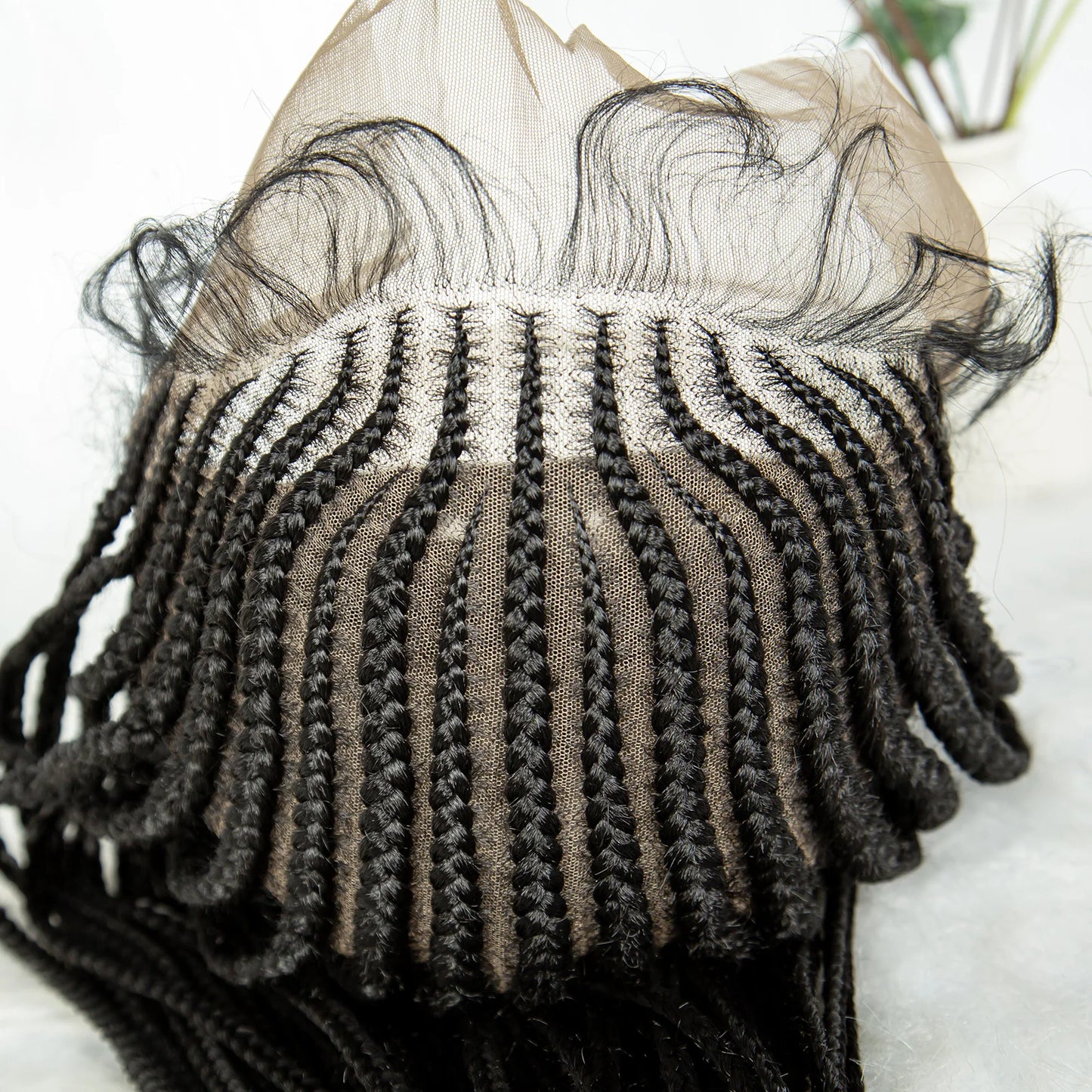 34" Handmade Cornrow Braided Wig | Full Lace Knotless Box Braids | Baby Hair | Transparent Lace | Black Women