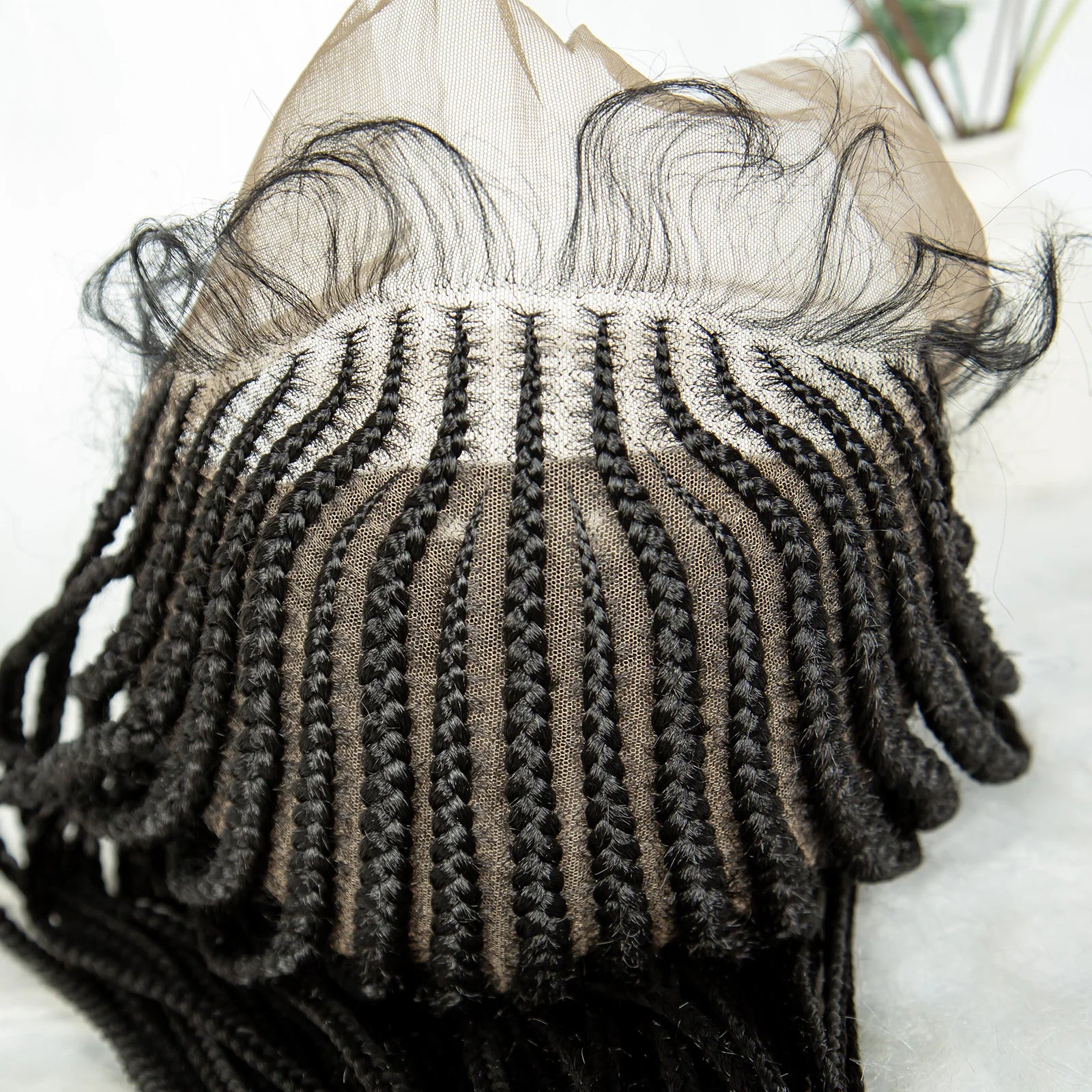 34" Handmade Cornrow Braided Wig | Full Lace Knotless Box Braids | Baby Hair | Transparent Lace | Black Women