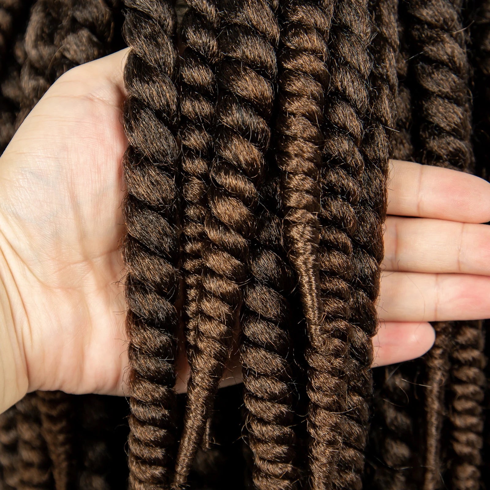 16 Inch Brown Twisted Braided Bob Wig | Full Lace | Kanekalon Fiber | For Black Women - Luxegan