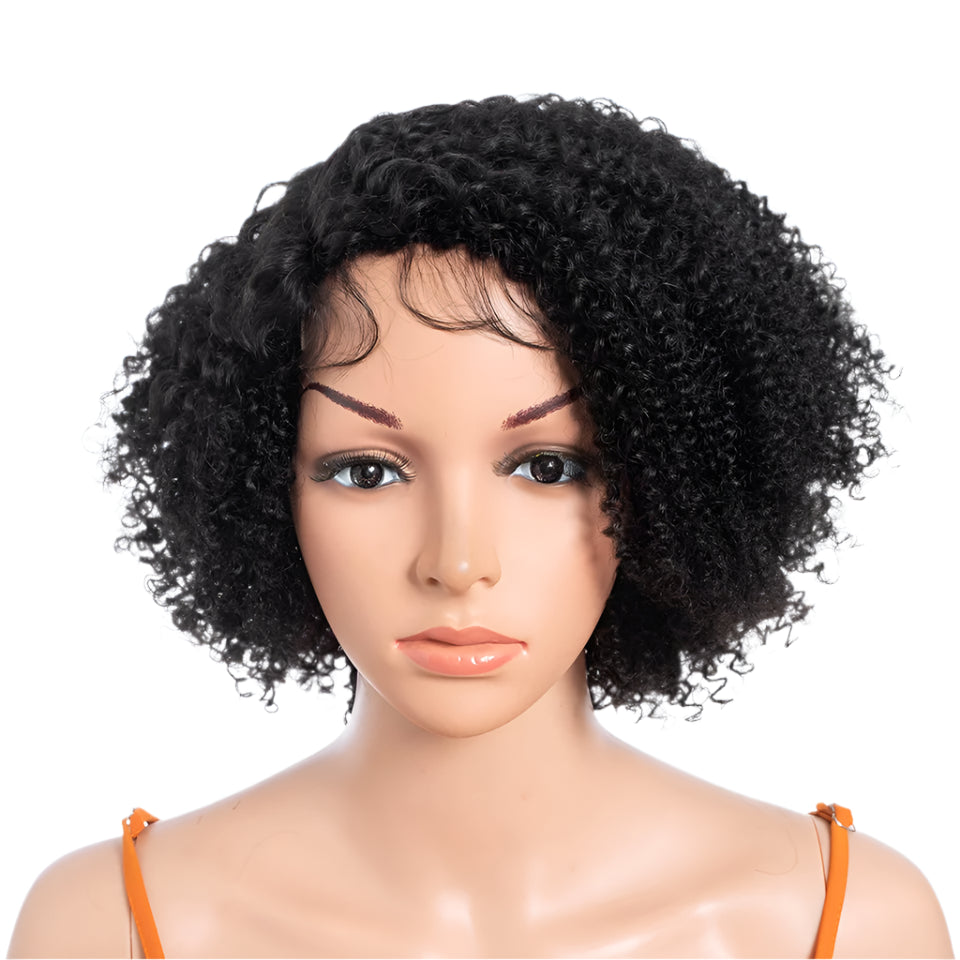 Ombre Honey 4/27 Afro Kinky Curly Bob Wig | Short Human Hair Lace Wig with Baby Hair Luxegan
