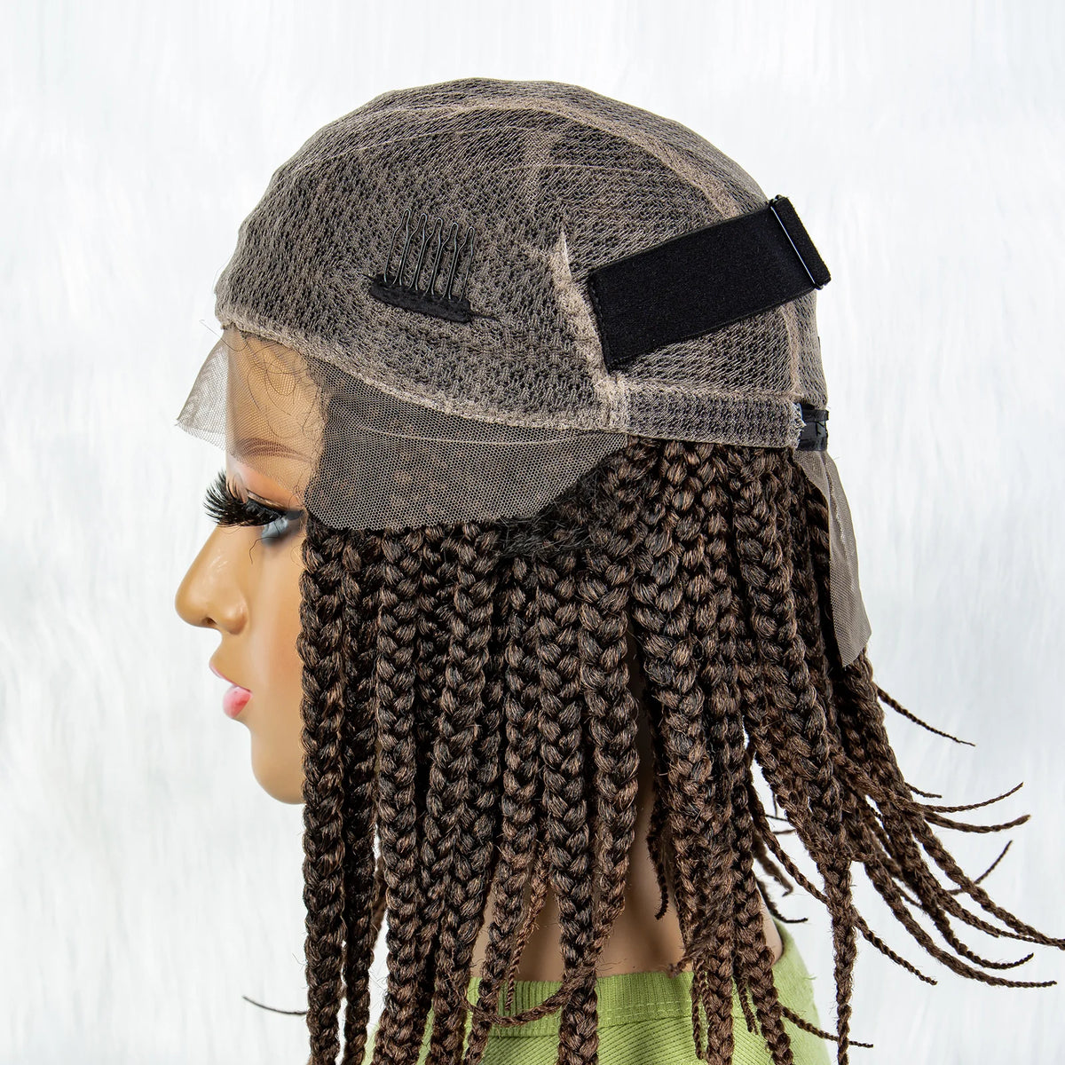 Pelucas trenzadas Bob para mujeres negras Peluca de encaje completo con trenzas estilo cornrow Peluca sintética de encaje frontal con trenzas de caja sin nudos con cabello de bebé