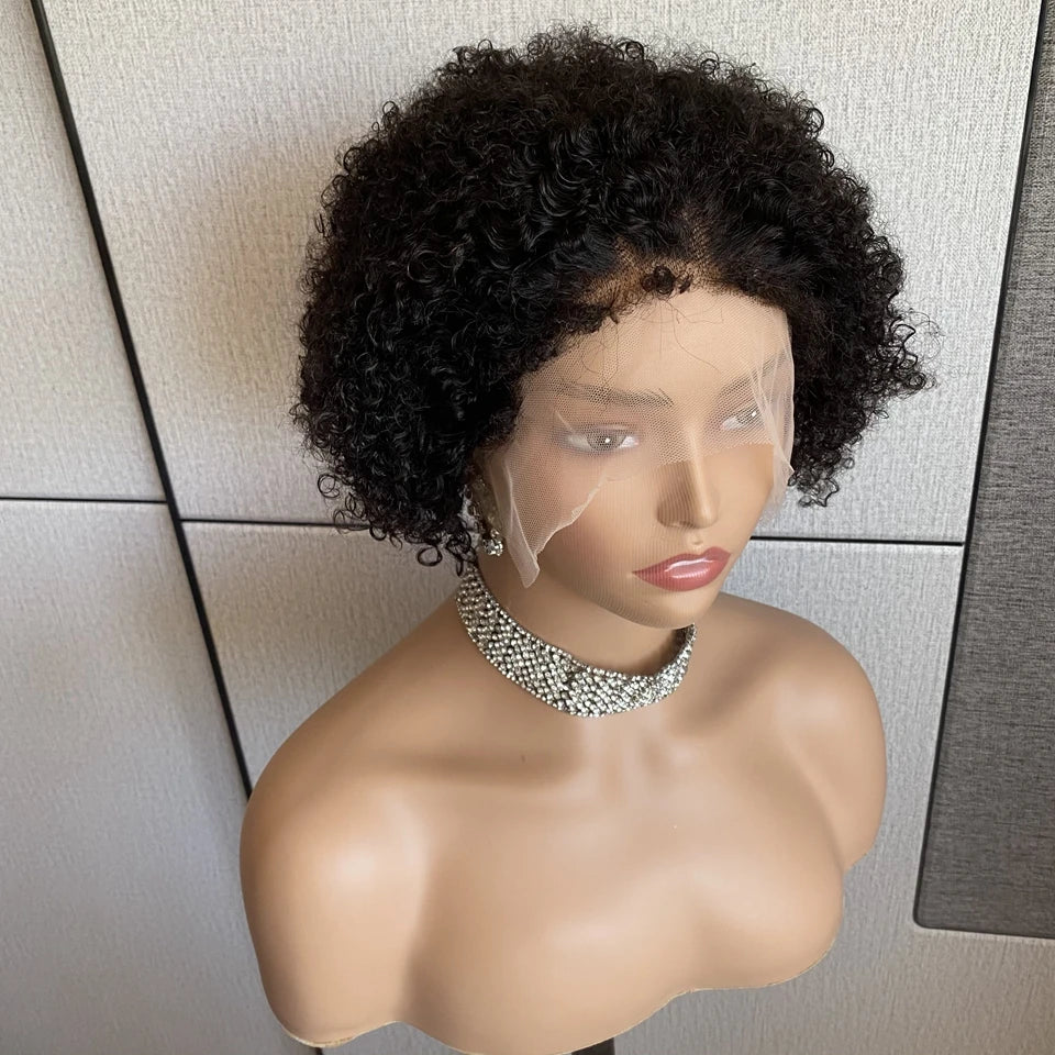 Glueless Kinky Curly Pixie Bob Wig | Short Brazilian Human Hair (Ready-to-Wear, Realistic Scalp) Luxegan