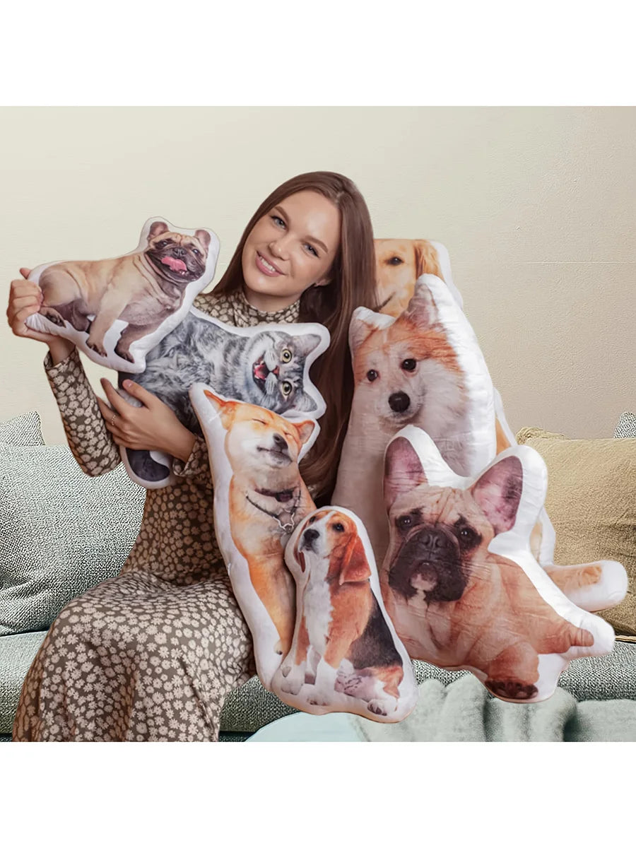 Custom Photo Plush Pet Cushion | Sophisticated "Personalized Picture" Silhouette | Elegant Memory Fiber Handcrafted Support | "Dignified" High-Performance Custom Keepsake for Radiant Versatile Styling Luxegan