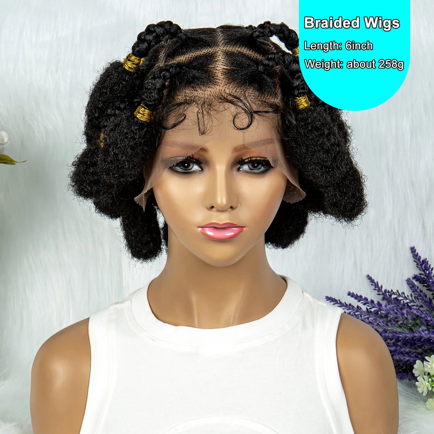 6" Afro Bob Box Braids Wig | HD Full Lace Bubble Braids Luxegan