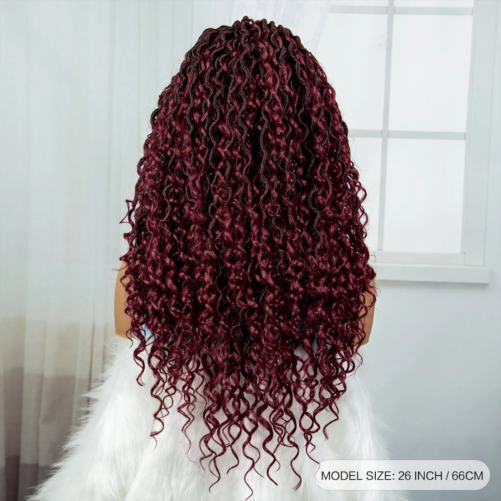 Burgundy Goddess Faux Locs Wig | Curly Ends | Lace Front | Baby Hair Luxegan