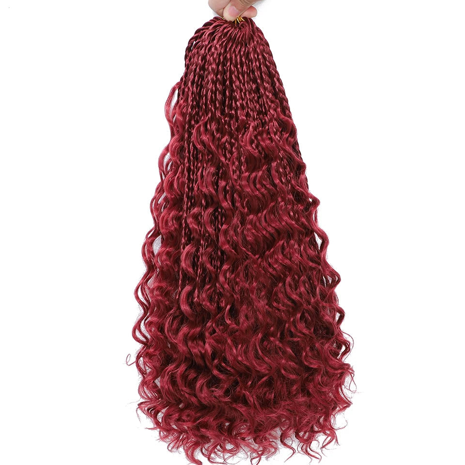 Ombre Goddess Box Braids Crochet Hair with Curly Ends | 14 Inch | 1-6 Packs Luxegan