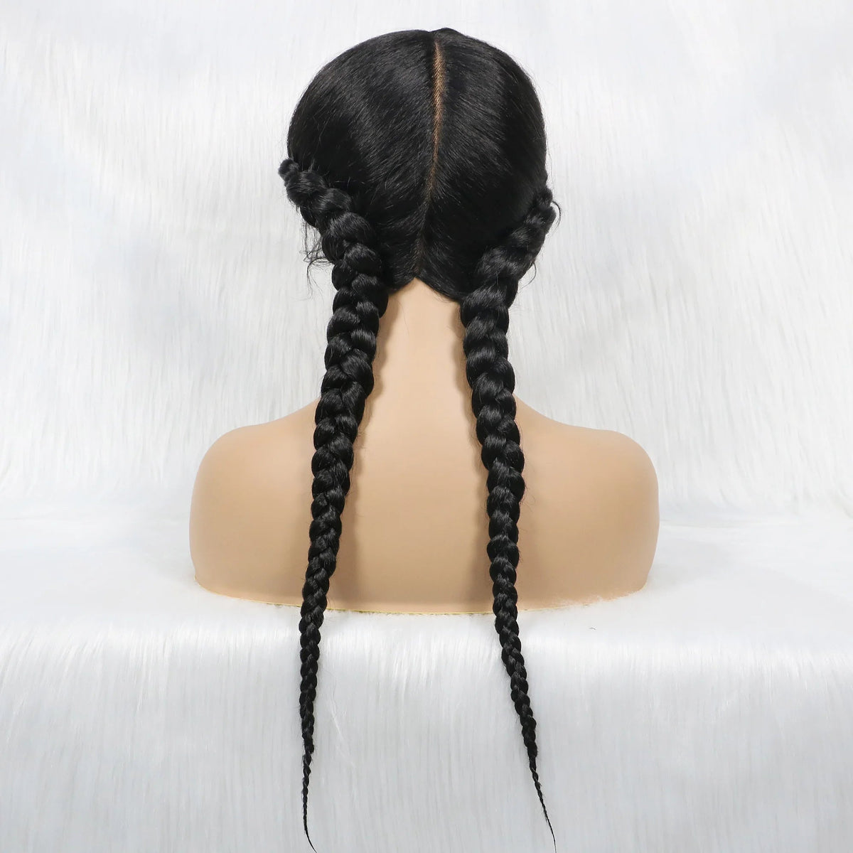 24" Dutch Cornrow Box Braid Wig | Lace Front Synthetic Wig with Baby Hair | Afro Wig for Black Women | High-Temp Fiber Luxegan