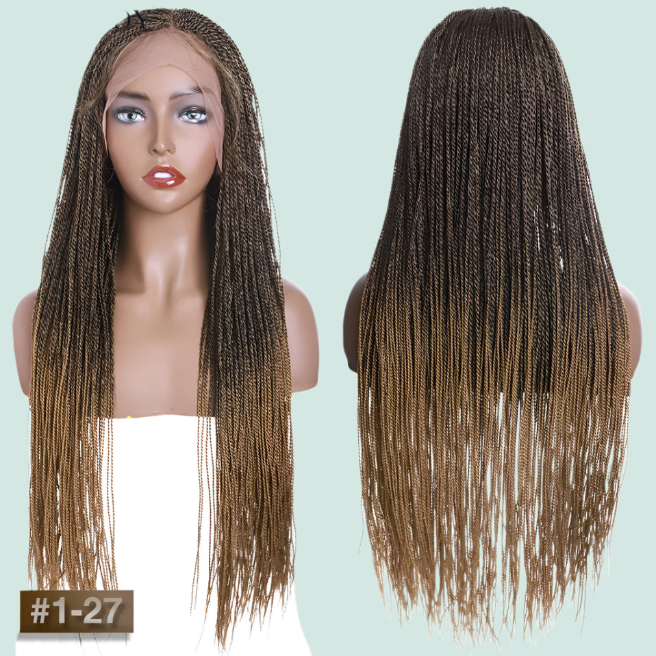 30" Senegalese Twist Braided Lace Front Wig | Knotless Braids | Synthetic Hair for Black Women