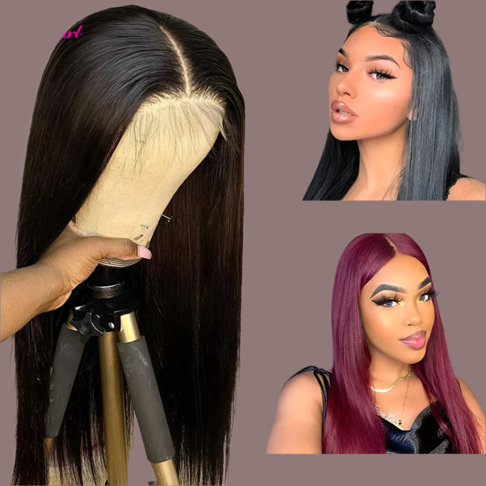 13x6 Lace Frontal Human Hair Wig | Straight Brazilian Remy Hair | Natural Black | 150%/180% Density | Pre-Plucked