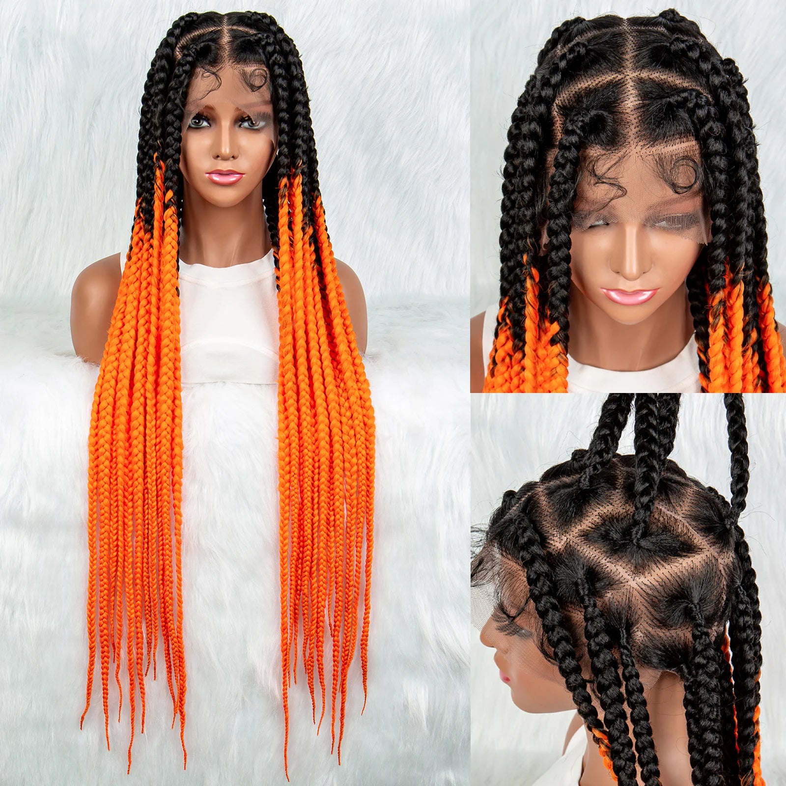 KIMA 36" Colorful Knotless Box Braids Wig | Lace Front & Baby Hair Luxegan