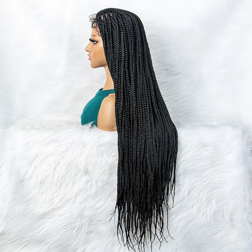 Goddess Box Braids Lace Front Wig | Transparent Full Lace Synthetic Braided Wig Luxegan