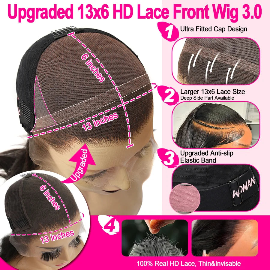 Deep Wave HD Lace Frontal Wig | Sophisticated "13x6 Frontal" Silhouette | Ultra-Dense 250% Skinlike Transparent Swiss Lace Front Wig | "Dignified" High-Performance Long Remy Human Hair Essential for Radiant Versatile Styling Luxegan