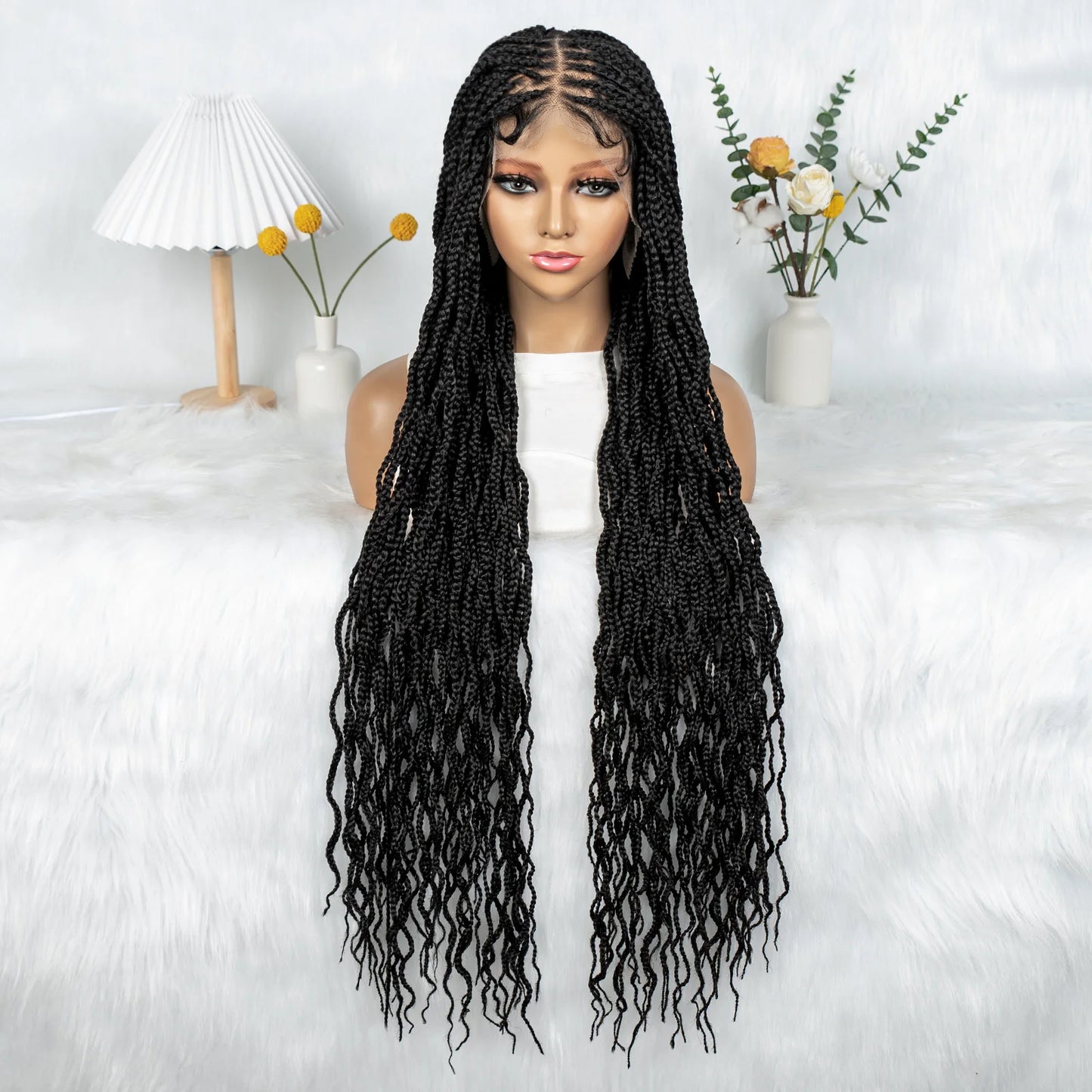 Crochet Box Braids Full Lace Wig with Pre-Plucked Hairline Luxegan