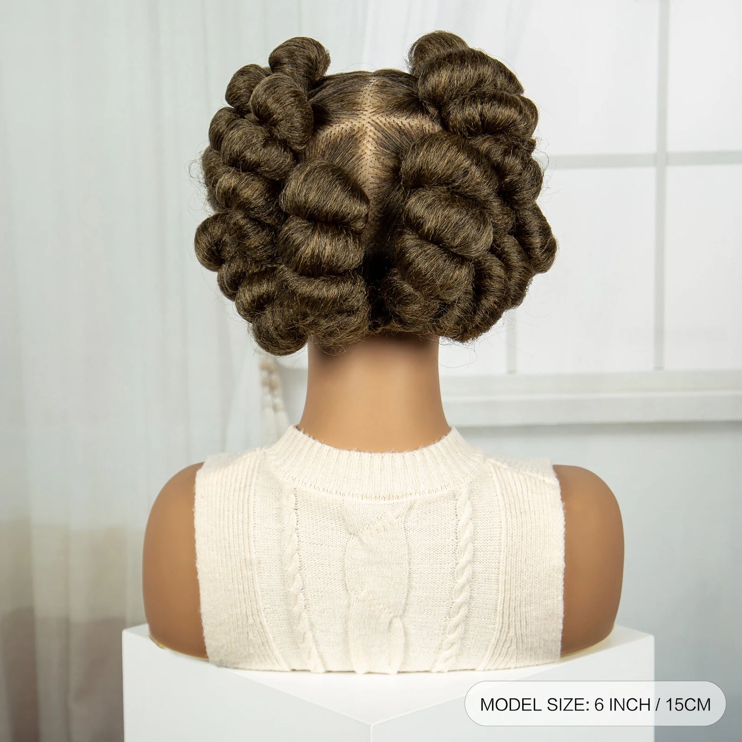 6" Short Bantu Knotless Braids Wig | 1B/30 Ombre | Full Lace Luxegan