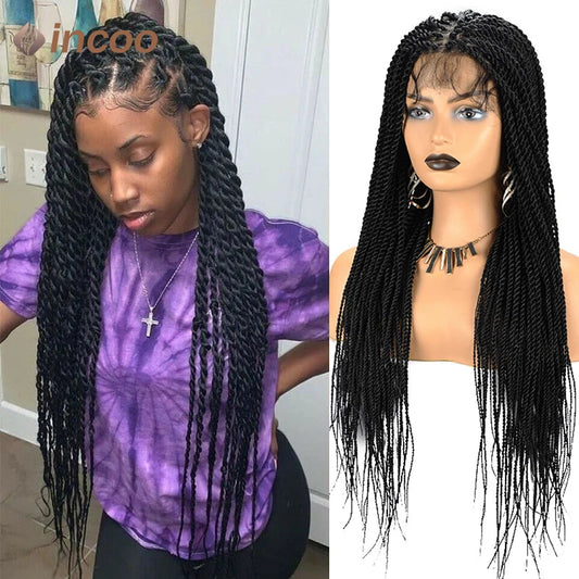 Goddess Faux Locs & Senegalese Twist Lace Front Wig | Box Braids | Full Lace Frontal | Synthetic Braids Luxegan