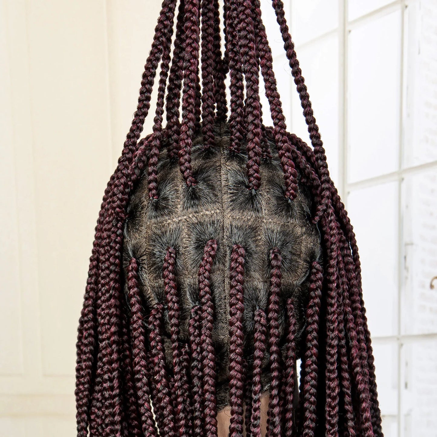 24" Full Lace Knotless Box Braided Wig | Lace Frontal Cornrow Braids | Baby Hair Synthetic Wig for Women Luxegan