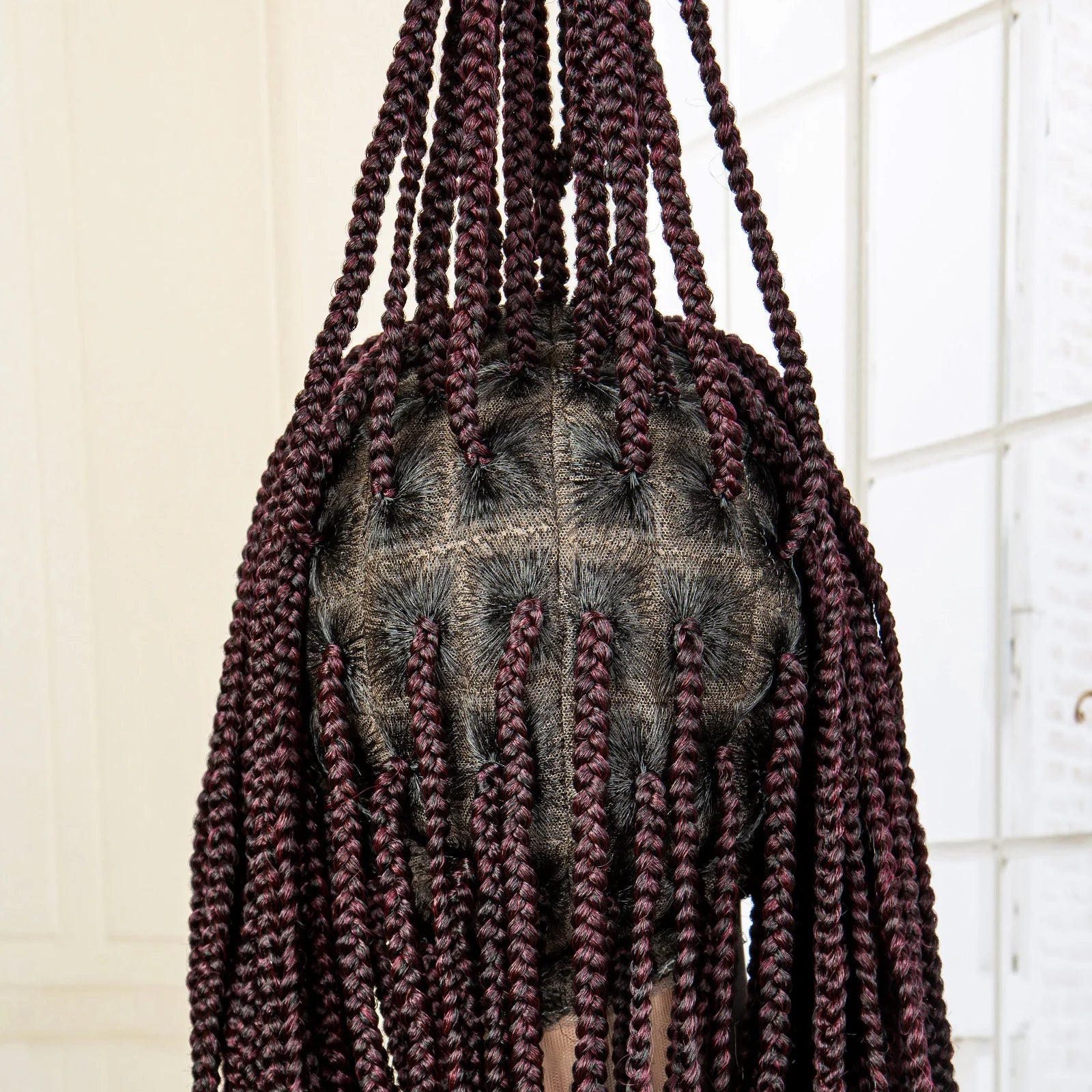 24" Full Lace Knotless Box Braided Wig | Lace Frontal Cornrow Braids | Baby Hair Synthetic Wig for Women Luxegan