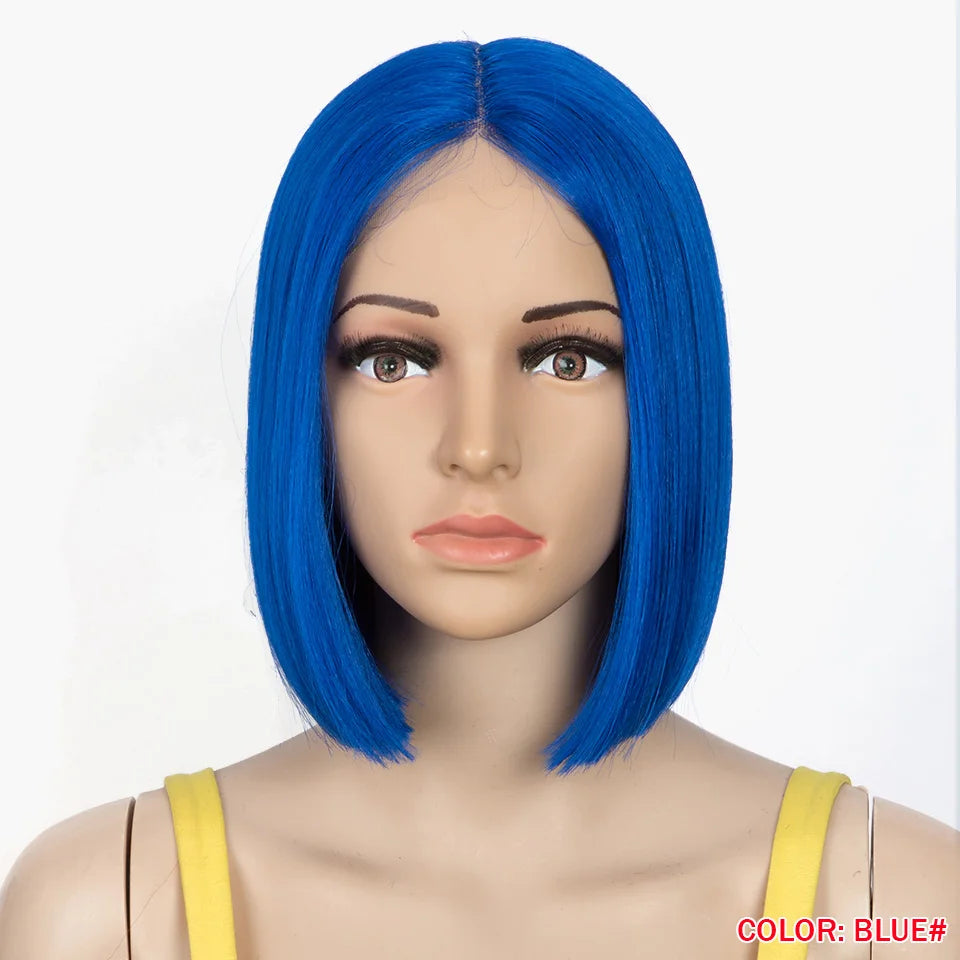 10 Inch Ombre Brown Straight Short Bob Wig | Synthetic Lace Front Wigs for Women (Heat Resistant Fiber, Cosplay & Daily Use) Luxegan