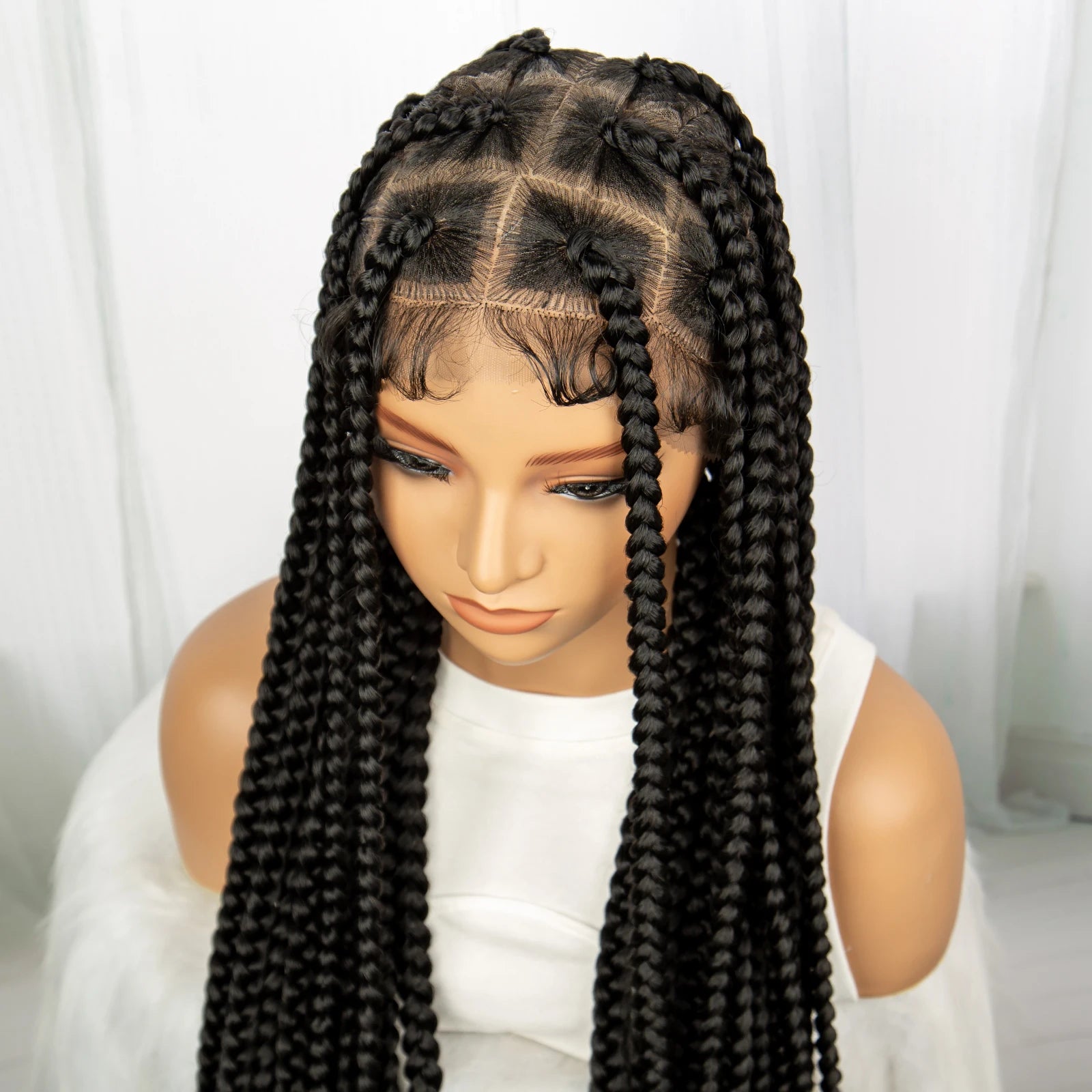 Beaded Dreadlocks Full Lace Wig | Knotless Box & Cornrow Braids Luxegan