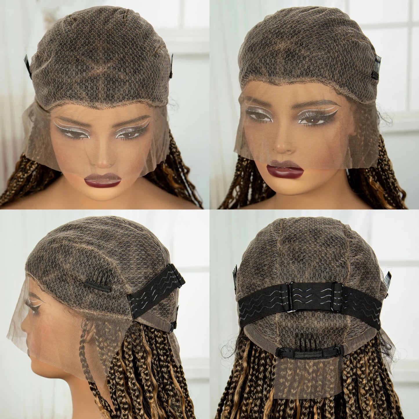 36" Blonde Boho Knotless Braids Wig | Curly Ends | HD Full Lace | Baby Hair Luxegan