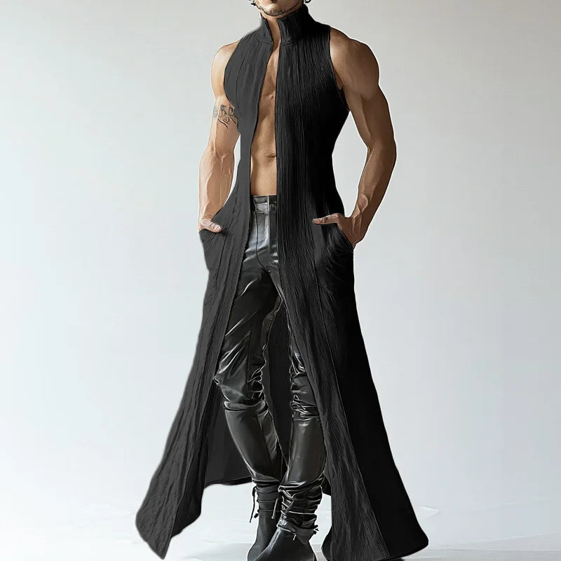 Deconstruction Texture Cardigan Vest | Sophisticated American Style Long-Style Silhouette | Elegant "Sleeveless" Summer Streetwear | "Dignified" Textured Tank Top for Radiant Versatile Styling Luxegan